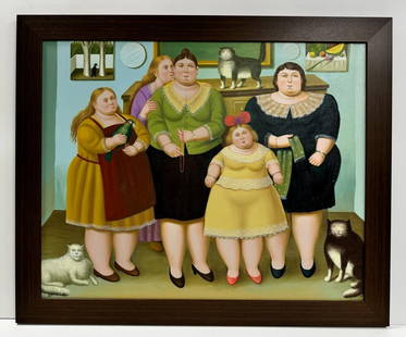 Fernando Botero Colombian 1932-2023 Oil on Canvas painting Colombian Latin American Boterismo: Description: A captivating figurative painting with dimensions measuring 31 x 39 inches. Executed with the oil on canvas technique, this artwork originates from a Private Collection in France and