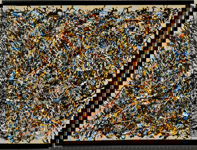 Jacksom Pollock American Oil on canvas Painting Appraisal Rothko Kline Era Abstract Expressionist.: A stunning American Abstract Expressionist hand-painted artwork, measuring 26 x 35 inches. This piece comes from a Private Collection in New York, acquired by descent, Executed with the oil on canvas