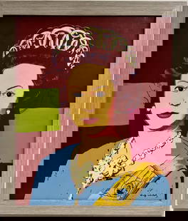 Andy Warhol American 1928-1987 The Queen Acrylic on Canvas Painting Pop Art Era: This vibrant acrylic on canvas artwork features an iconic depiction of Queen Elizabeth. Measuring 24 x 20 inches, this captivating piece holds a fascinating history, originating from a private collect