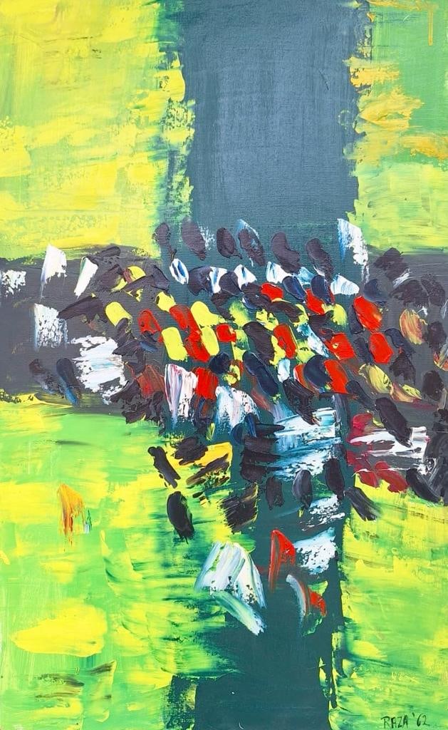 Amazing Syed Haider Raza 1922 - 2016 Acrylic Canvas Bombay Progressive Abstract (1 of 5)