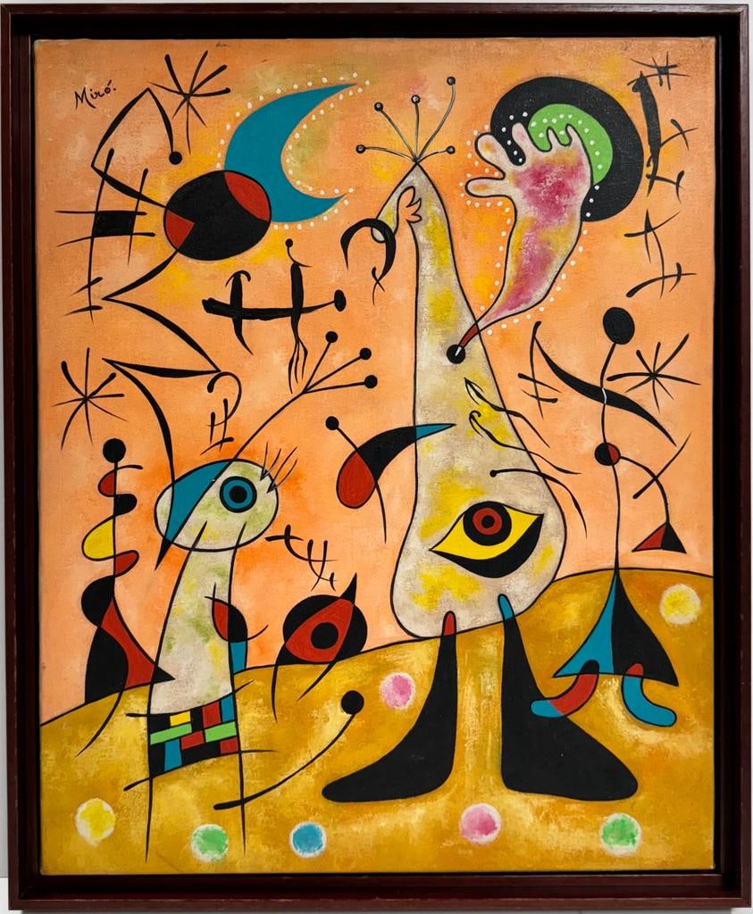 Joan Miro Spanish 1893 - 1983 Surrealism Dali Picasso era Oil on Canvas (1 of 11)