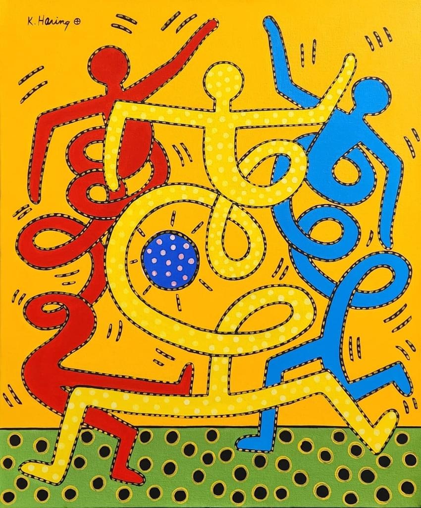 Keith Haring American 1958 - 1990 Acrylic on Canvas Painting Appraisal Warhol Haring Pop Art Era. (1 of 8)
