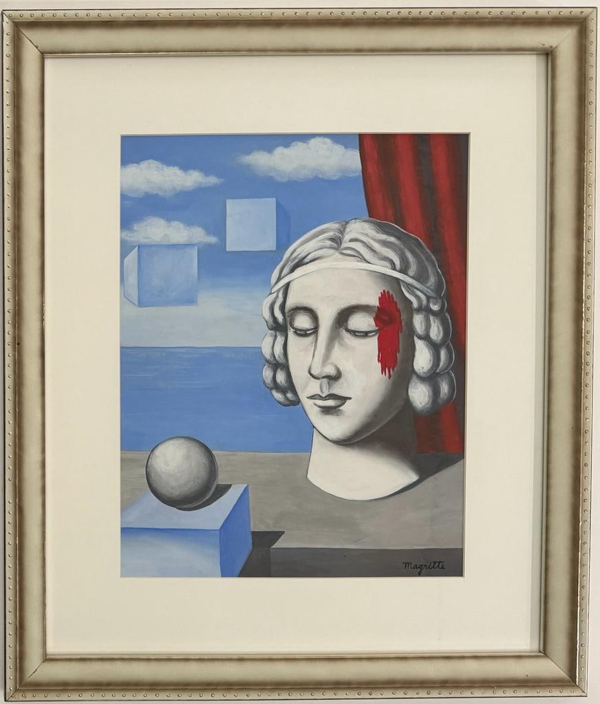 Rene Magritte Belgian 1898 - 1967 Untitled Oil on Canvas Painting COA Dali Miro Chirico Era (1 of 7)