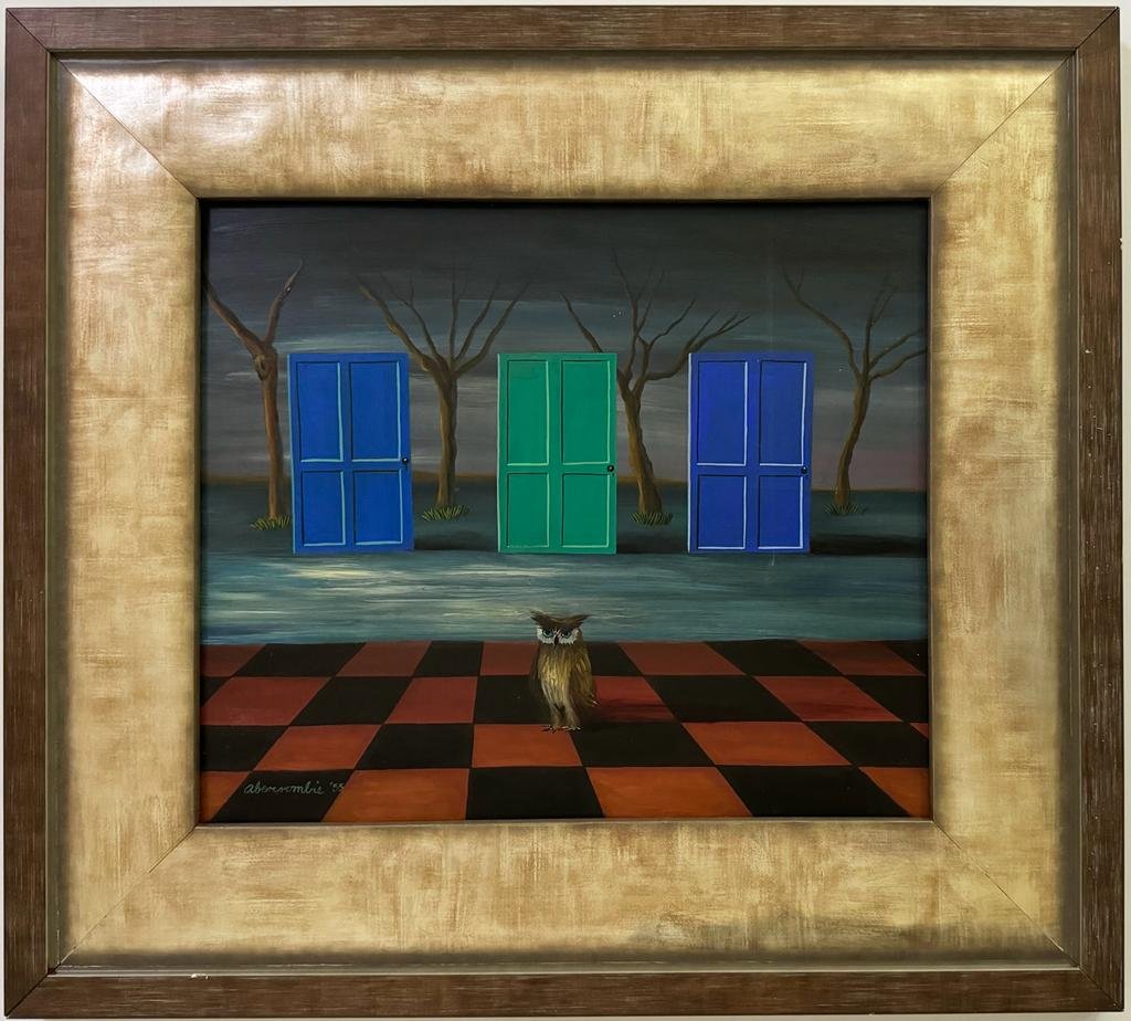 Gertrude Abercrombie American 1907-1977 Oil on Masonite Painting Surrealist Magritte Dali Era. (1 of 9)