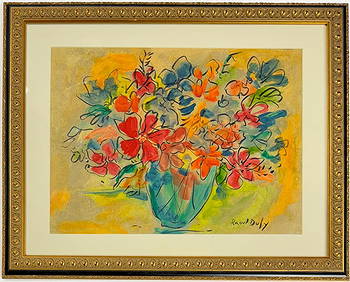 Raoul Dufy French 1877-1953 Watercolor on Paper Flowers Fauvism Derain Matisse Delaunay Vlaminck Era (1 of 6)