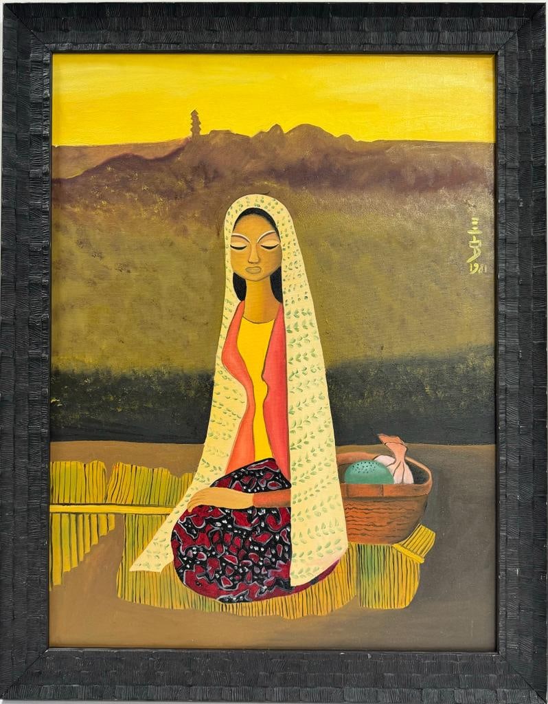 Cheong Soo Pieng Singaporean1917–1983 Oil on Canvas Painting. Modernism Nanyang art style (1 of 7)