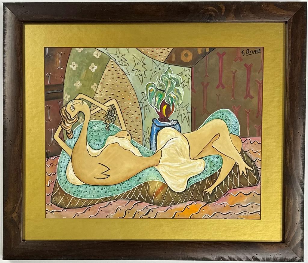 Georges Braque French 1882-1963 Gouache on Paper Painting Francoise Gilot Cubism Picasso Juan Gris (1 of 6)