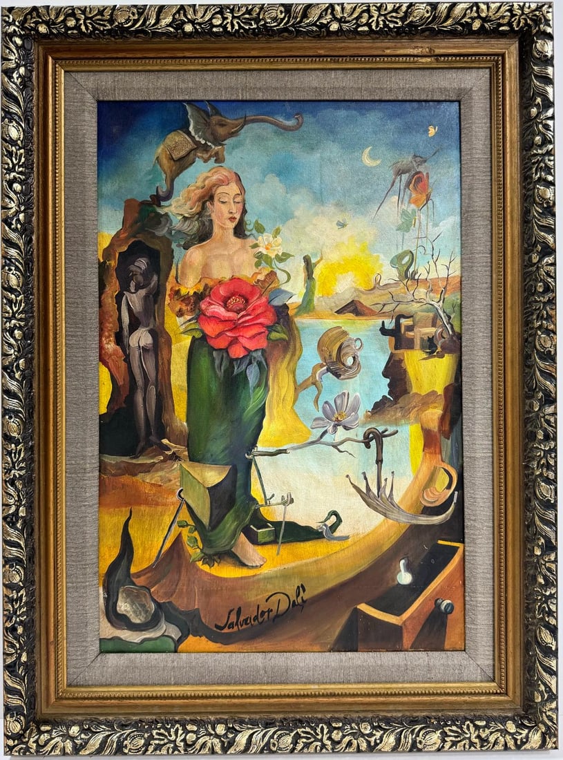 Salvador Dali Spanish 1904 - 1989 Oil on Canvas Painting Magritte Ernst Picasso Era (1 of 8)
