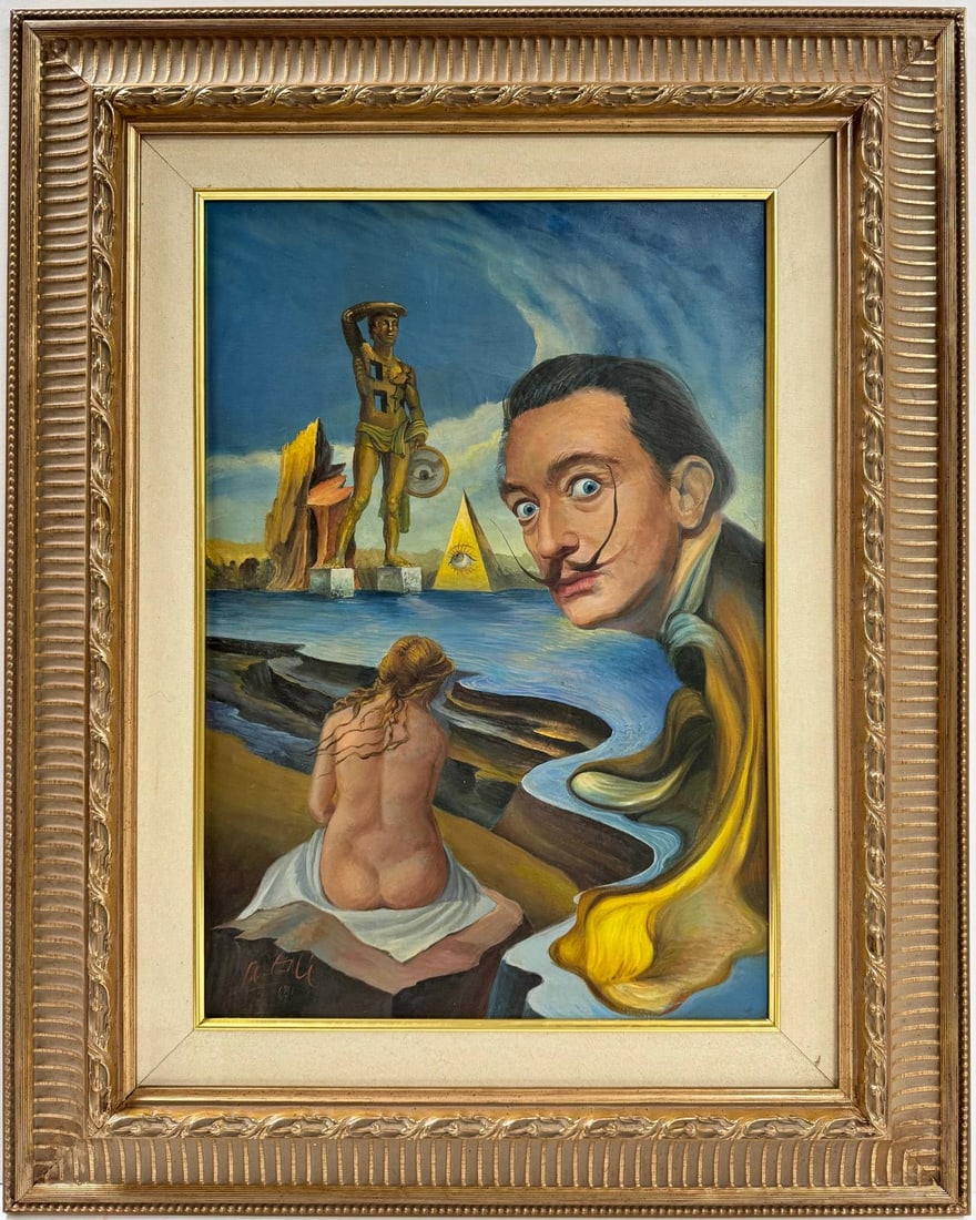 Salvador Dali Spanish 1904 - 1989 Oil on Canvas Painting Magritte Ernst Picasso Era (1 of 7)