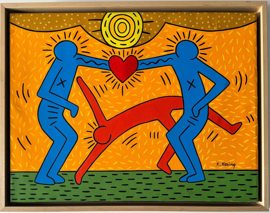 Keith Haring American 1958 - 1990 Acrylic/Canvas Painting Warhol Haring Pop Art Era. (1 of 6)