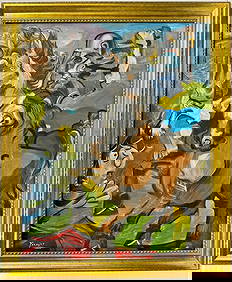 Pablo Picasso Spanish 1881-1973 Oil On Canvas Painting In The Style of. Dali, Magritte, Era (1 of 7)