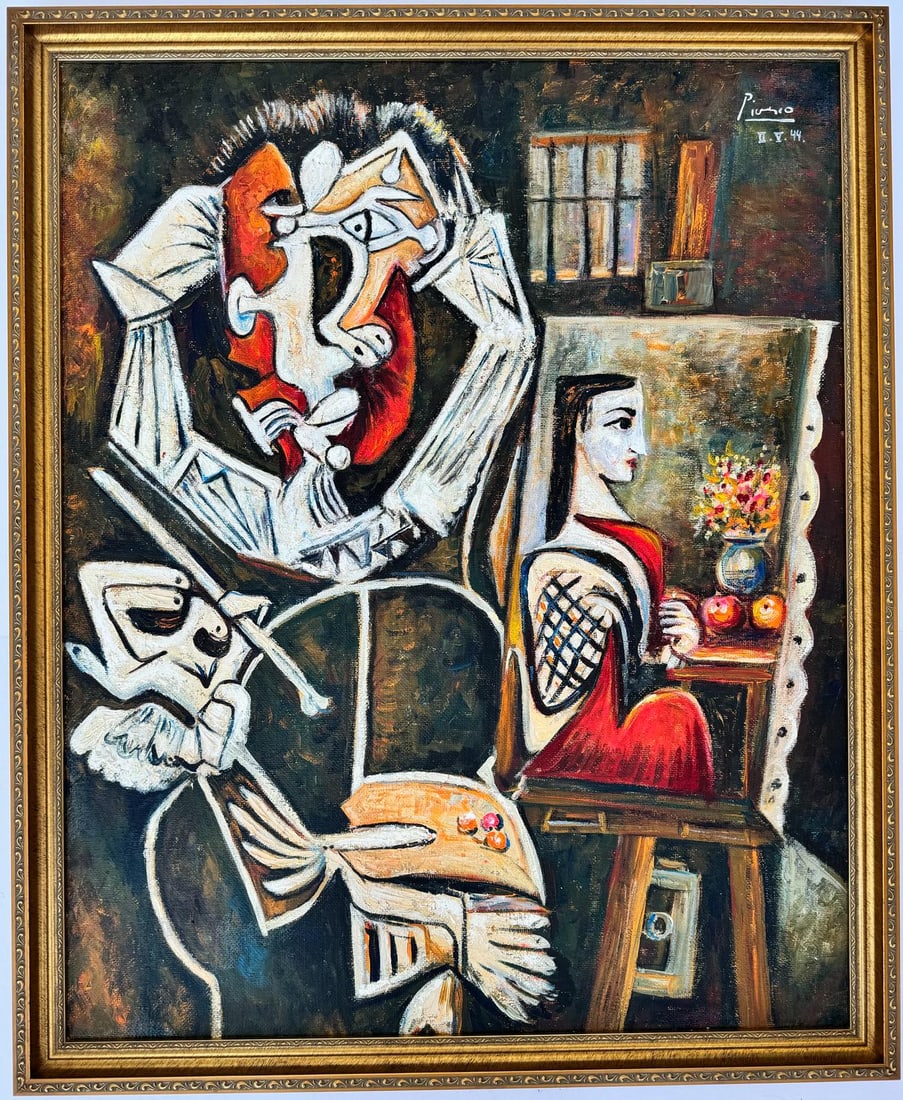 Pablo Picasso Spanish 1881-1973 Oil On Canvas Painting in the style of Dali Magritte Braque Gris (1 of 7)