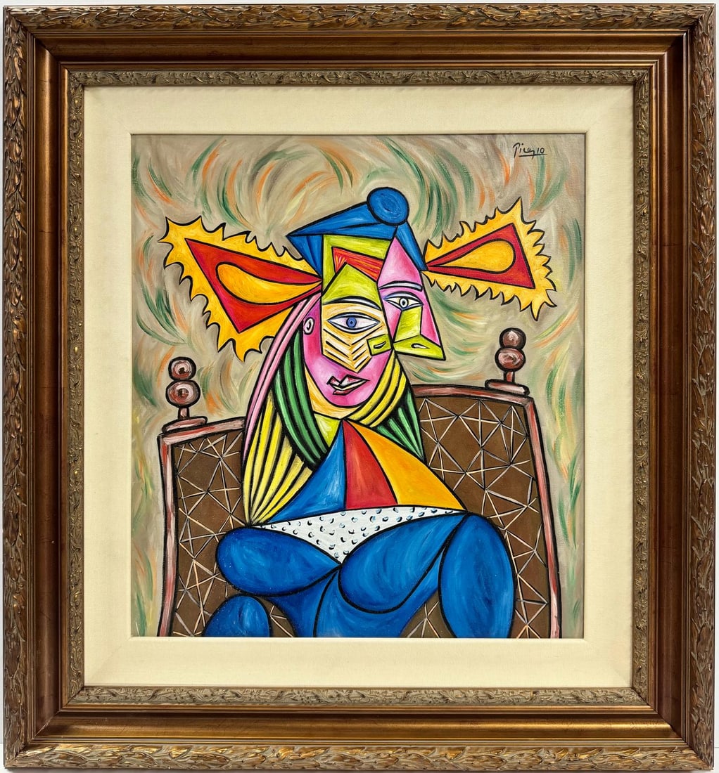 Pablo Picasso Spanish 1881-1973 Oil On Canvas Painting Dali Magritte Braque Juan GrisIn The Style of (1 of 6)