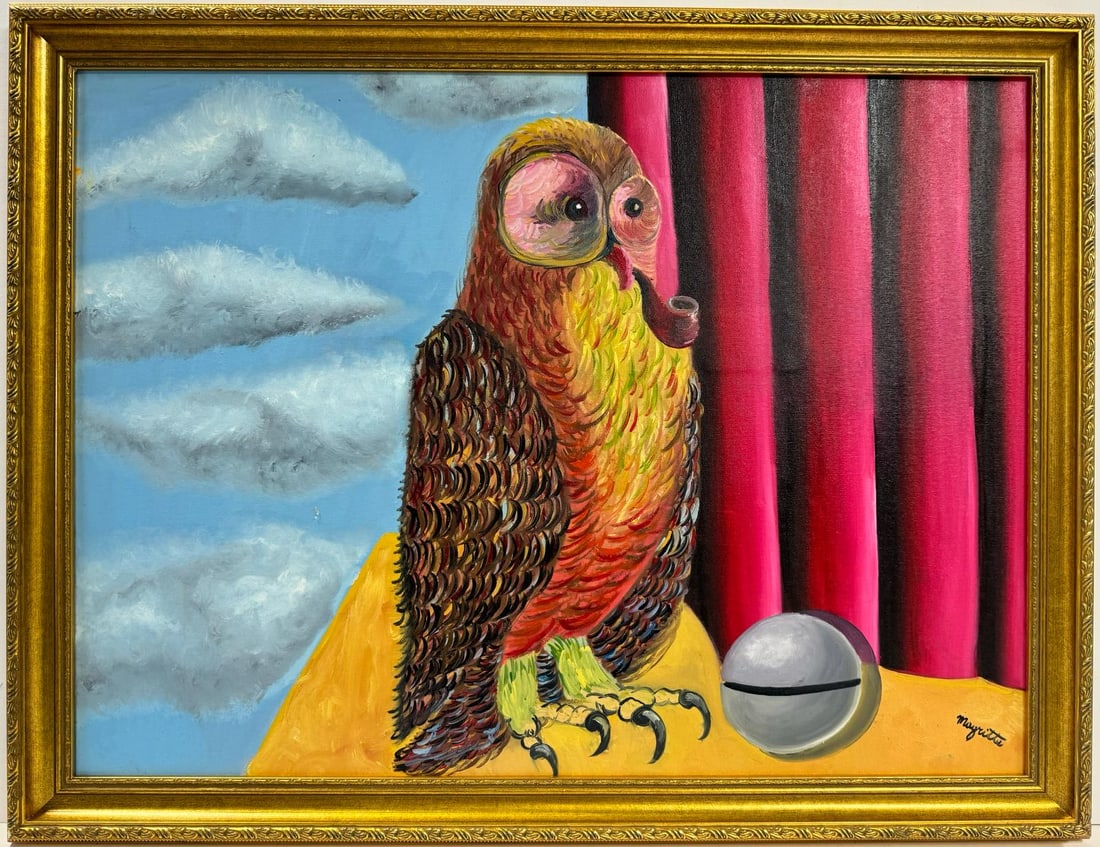 Rene Magritte Belgian 1898 - 1967 Untitled Oil on Canvas Painting In The Style of. Dali Picasso Era (1 of 7)