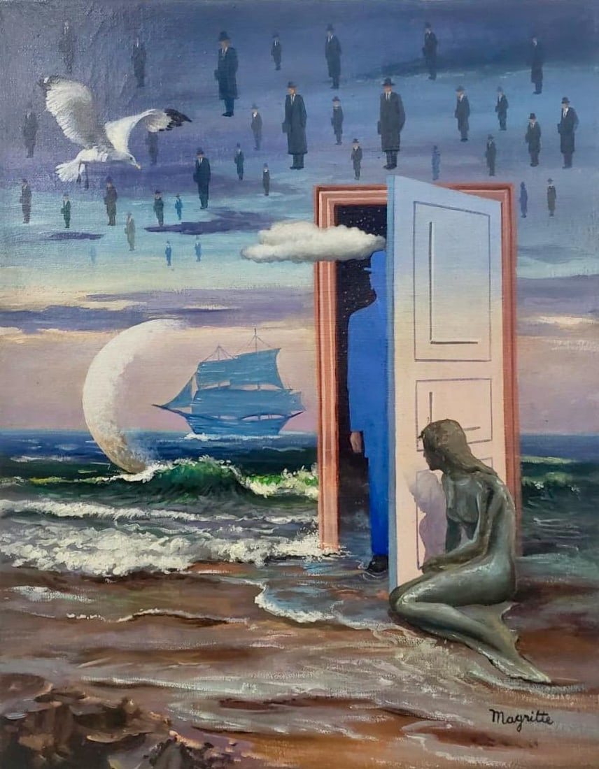 Rene Magritte Belgian 1898 - 1967 Untitled Oil on Canvas Painting in the style of. Dali Picasso Era (1 of 5)