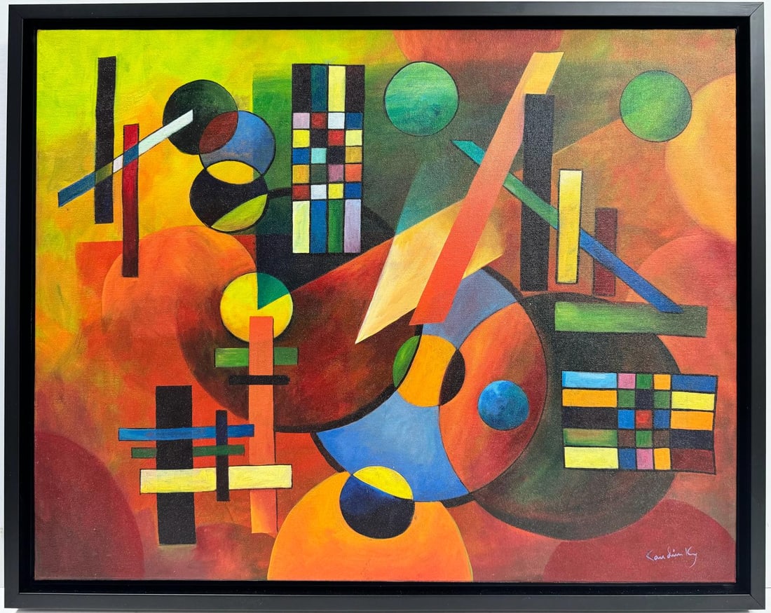 Wassily Kandinsky 1866 - 1944 Oil on Canvas Painting in the style of. Mondrian. Kazimir Malevich Era (1 of 5)