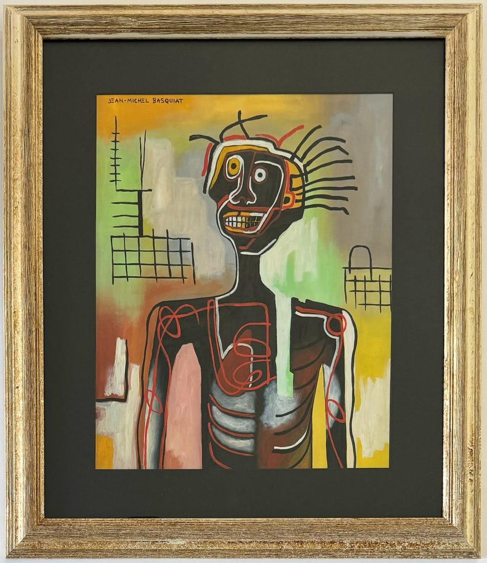 Jean Michel Basquiat oil on paper  Abstract in the style of.Pollock Andy Warhol Era (1 of 6)