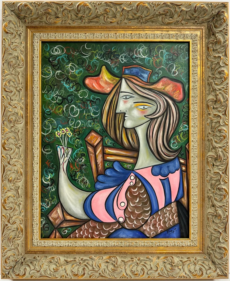 Pablo Picasso Spanish 1881-1973 Oil On Canvas Painting in the style. Dali, Magritte , Braque, Era (1 of 7)