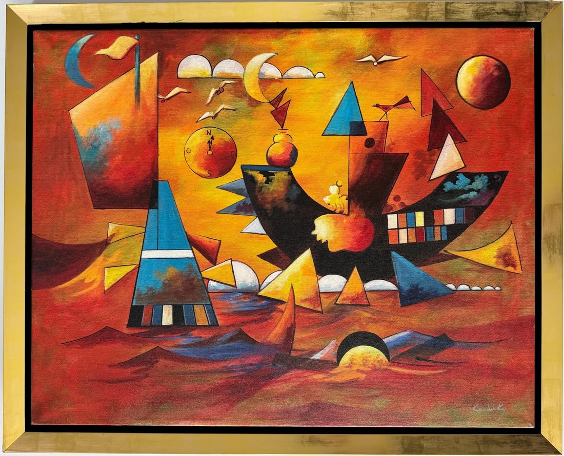 Wassily Kandinsky 1866 - 1944 Oil on Canvas in the style of. Mondrian. Kazimir Malevich Era (1 of 6)