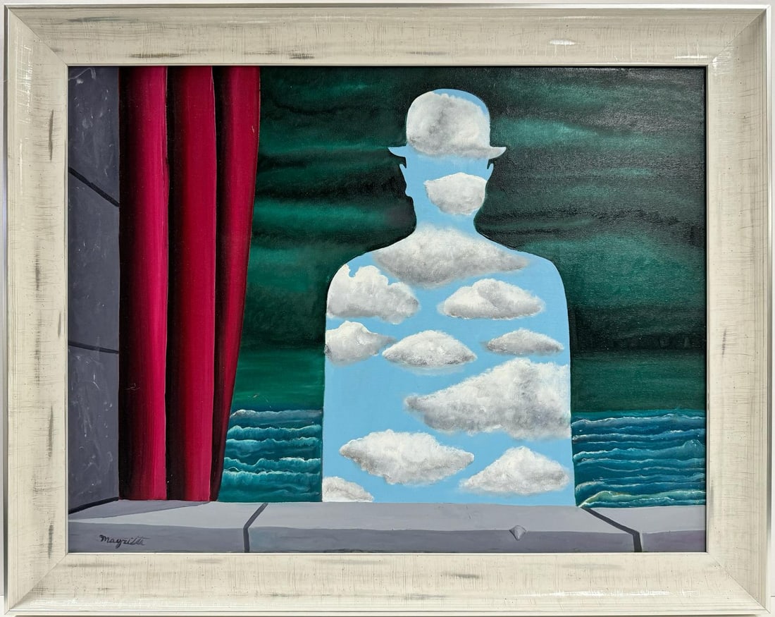Rene Magritte Belgian 1898 - 1967 Untitled Oil on Canvas Painting in the style of. Dali Picasso Era (1 of 7)
