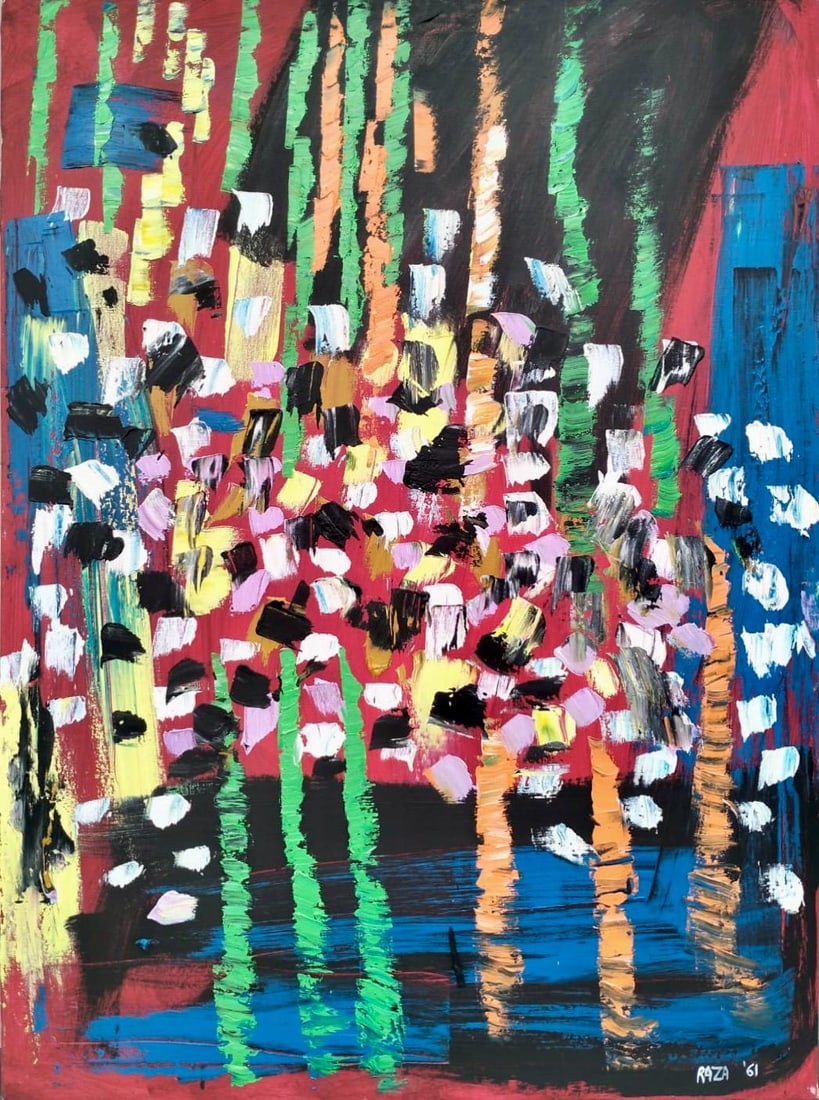 Amazing Syed Haider Raza 1922 - 2016 Oil Canvas Bombay Progressive Abstract in the style of (1 of 8)