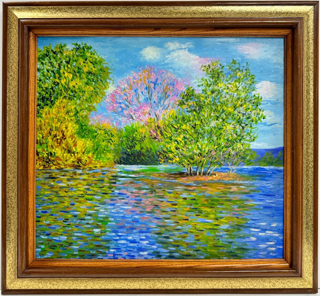 Claude Monet French 1840 - 1926 Oil on canvas Painting in the style of. Renoir Manet Pissarro Era. (1 of 6)