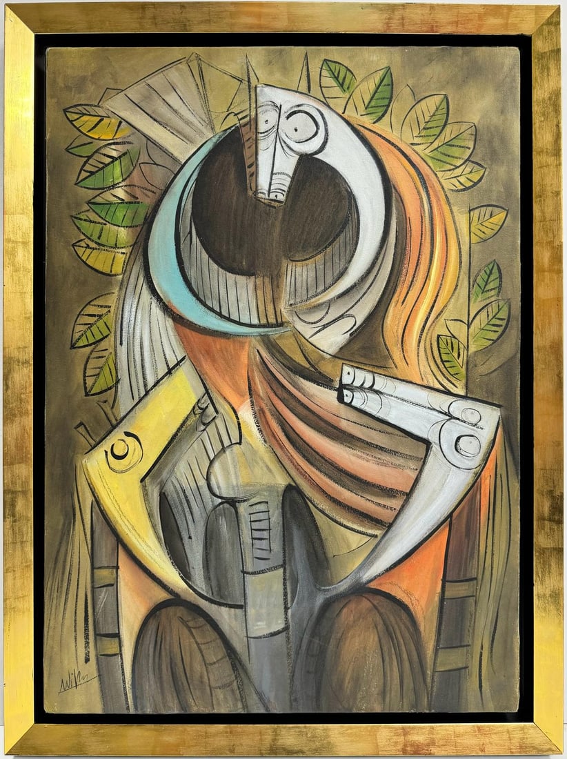 Wifredo Lam Cuban 1902 - 1982 Oil on canvas in the style of painting. Kahlo, Rivera Latin American (1 of 6)