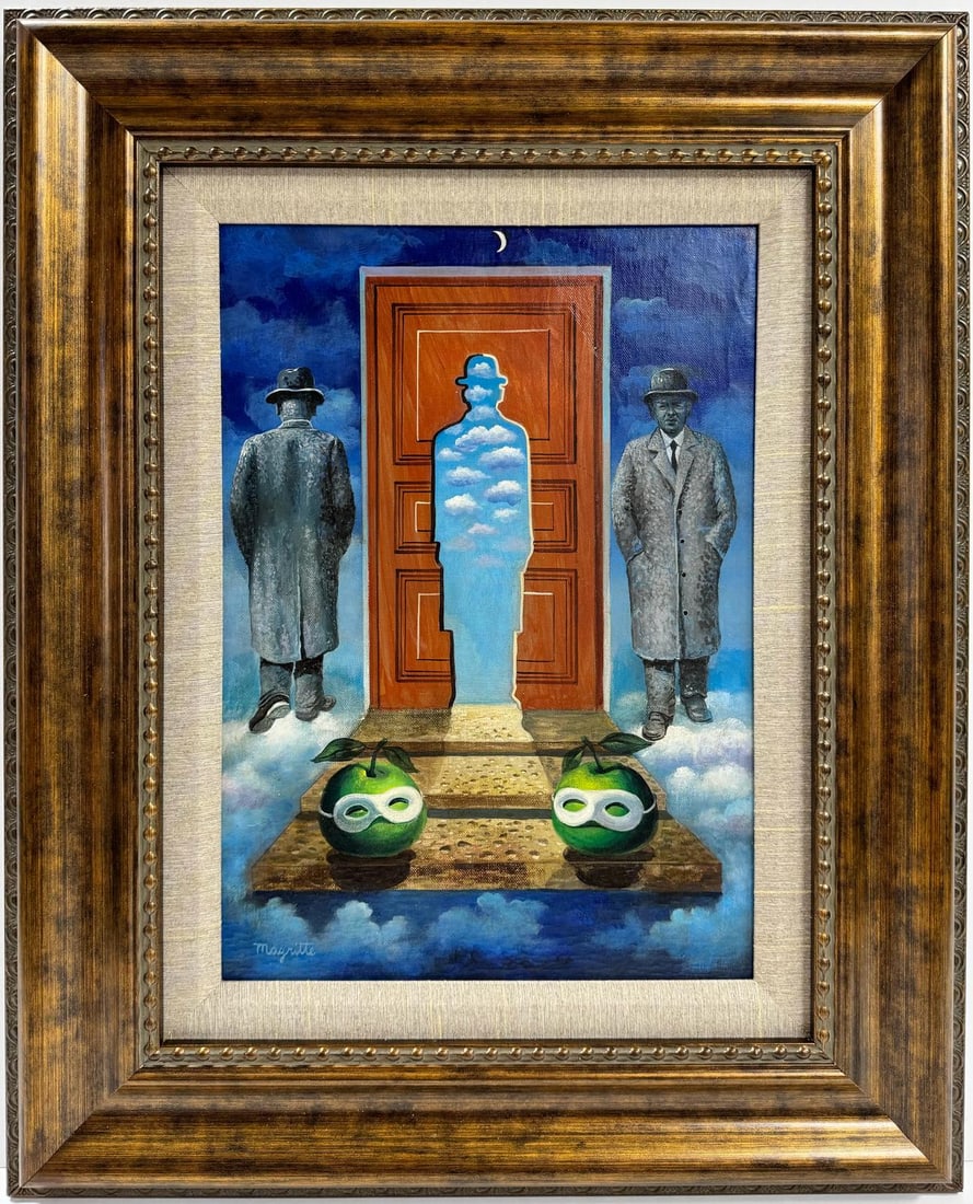 Rene Magritte Belgian 1898 - 1967 Untitled Oil on Canvas Painting In The Style of. Dali Picasso Era (1 of 6)
