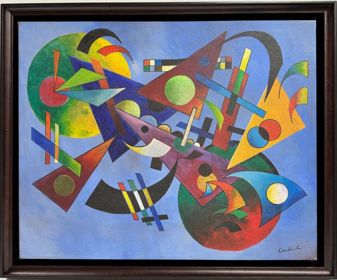 Wassily Kandinsky 1866 - 1944 Oil on Canvas Painting in the style of. Mondrian. Kazimir Malevich Era (1 of 6)