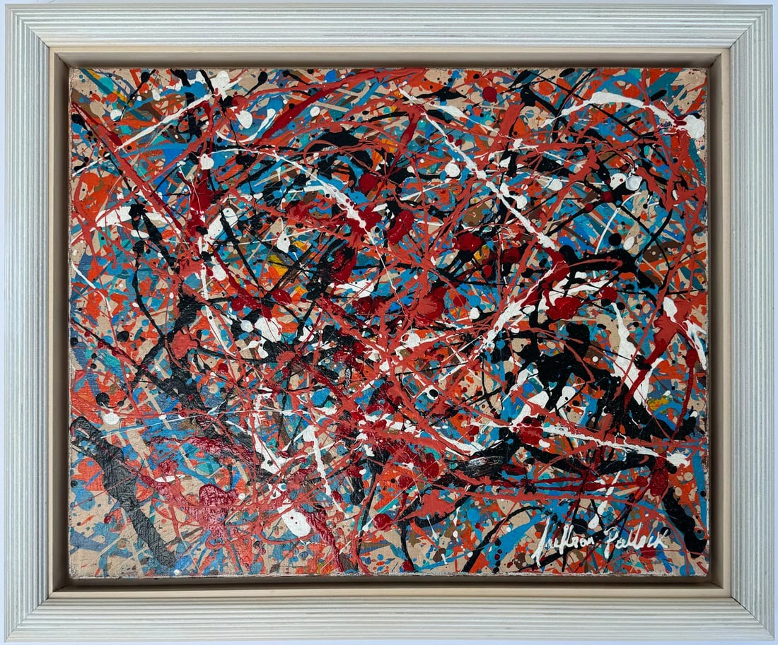 Jackson Pollock American Oil on canvas Painting In The Style of. Rothko Kline de Kooning O'Keeffe. (1 of 6)