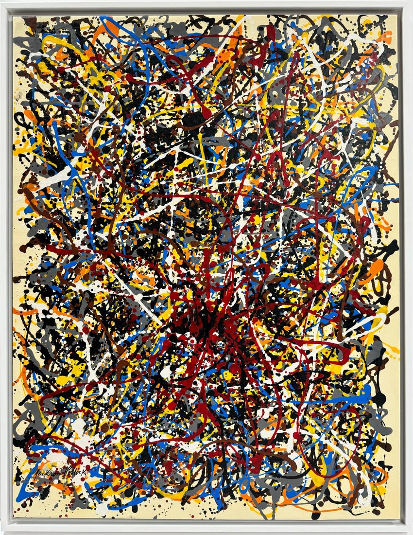 Jackson Pollock American Oil on canvas Painting In The Style of. Rothko Kline de Kooning O'Keeffe. (1 of 6)