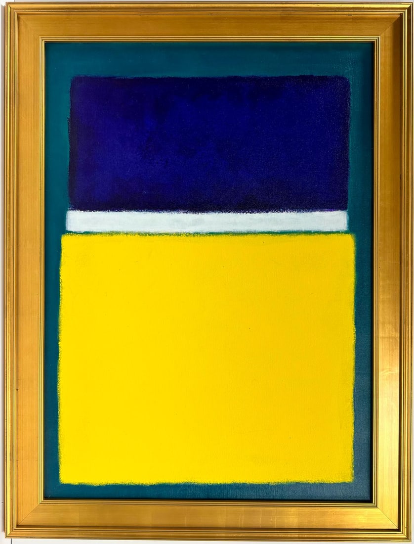 Mark Rothko Russian / American 1903 - 1970 In The Styl of Oil on canvas painting Appraisal Pollock: Abstract oil on canvas painting, measures Large35 x 26 inches. Private collection. Executed with expertise in oil on canvas, the artwork reflects meticulous craftsmanship and is thoughtfully presented