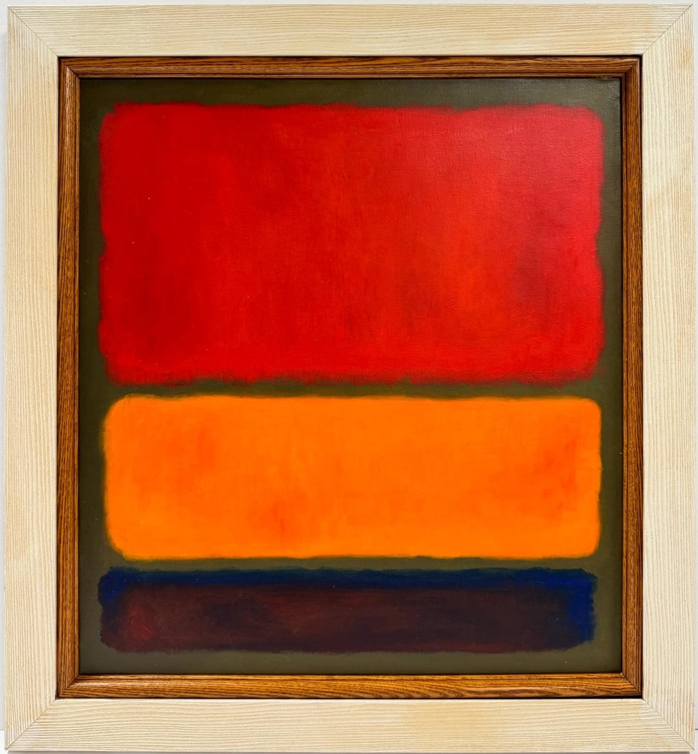 Mark Rothko Russian / American 1903 - 1970 In The Styl of Oil on canvas painting Appraisal Pollock: American abstract painting measures 24 x 22 inches. Private collection. Executed with expertise in oil on canvas, the artwork reflects meticulous craftsmanship and is thoughtfully presented within a f