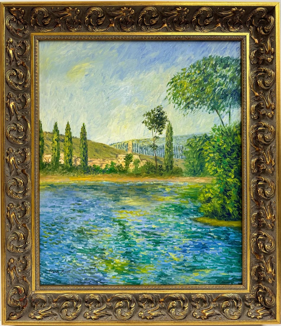 Claude Monet French 1840 - 1926 Oil on canvas Painting in the style of.Renoir Manet Pissarro Era. (1 of 7)