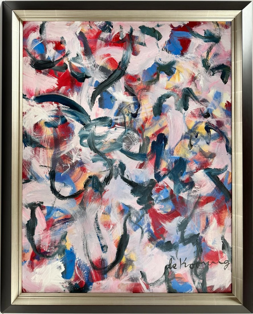 Willem de Kooning American 1904 - 1997 Untitled Oil on canvas painting in the style of Pollock Kline (1 of 6)