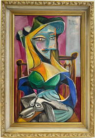 Pablo Picasso Spanish 1881-1973 Beautiful Oil On Canvas Painting in the style of. Dali Magritte, Era (1 of 8)