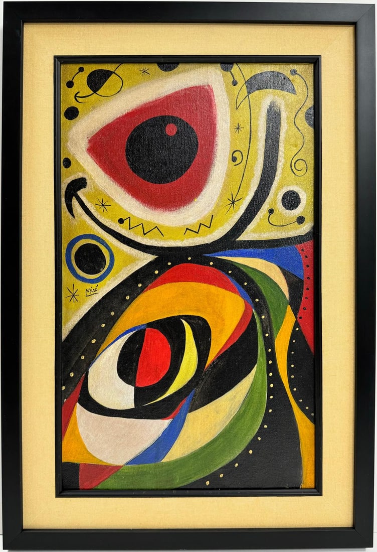 Joan Miro Spanish 1893 - 1983 Oil on Canvas In The Style of. Dali Picasso Magritte Chagall Era (1 of 6)