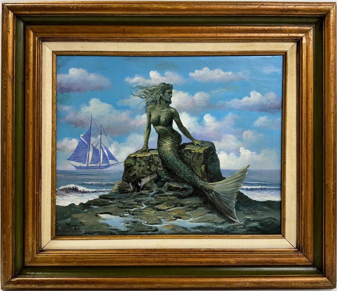 Rene Magritte Belgian 1898 - 1967 Untitled Oil on Canvas Painting In The Style of. Dali Picasso Era (1 of 6)