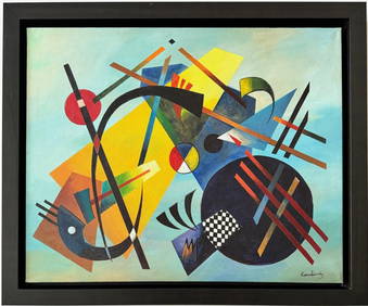 Wassily Kandinsky 1866 - 1944 Oil on Canvas Painting in the style of. Mondrian. Kazimir Malevich Era (1 of 6)