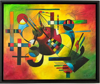 Wassily Kandinsky 1866 - 1944 Oil on Canvas Painting in the style of. Mondrian. Kazimir Malevich Era (1 of 6)