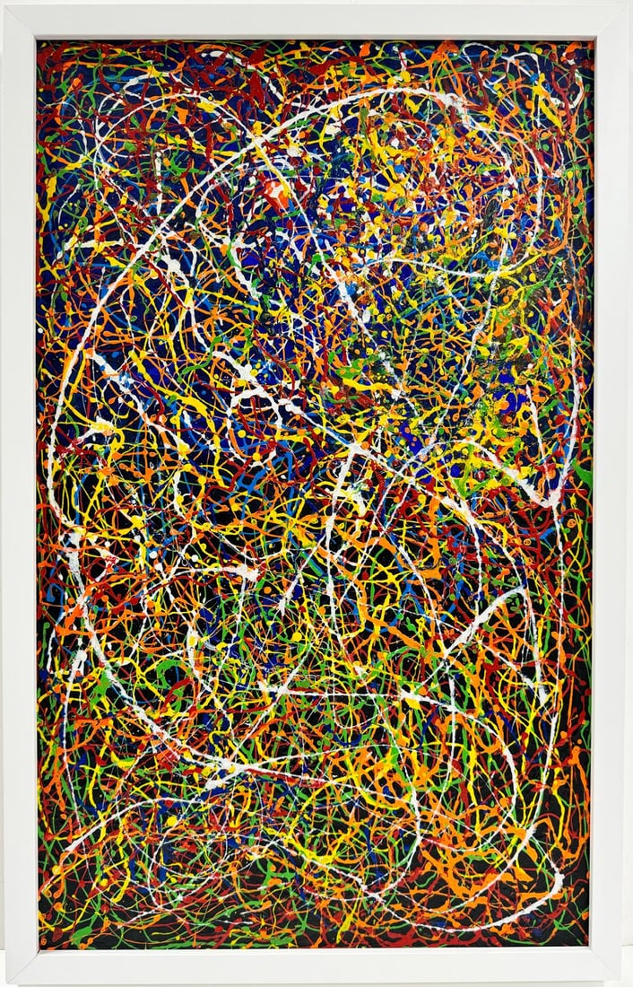 Jackson Pollock American Oil on canvas Painting In The Style of. Rothko Kline de Kooning O'Keeffe. (1 of 6)