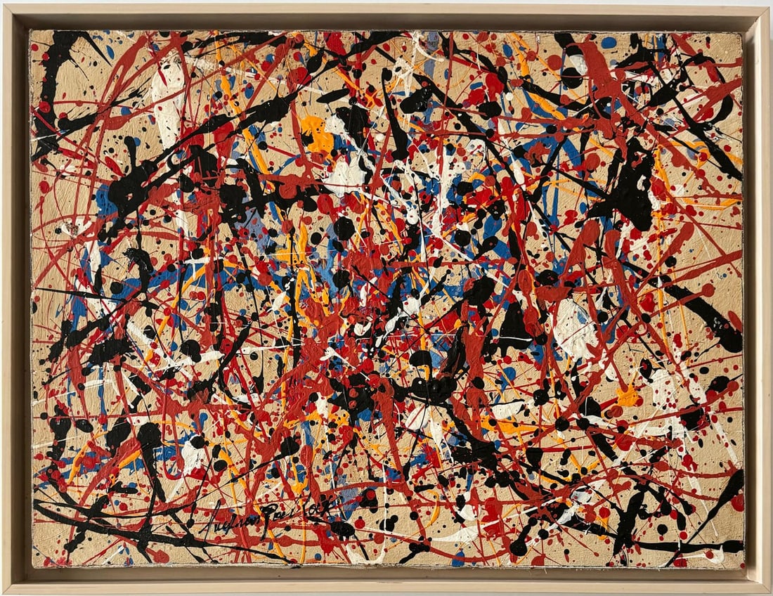 Jackson Pollock American Oil on canvas Painting In The Style of. Rothko Kline de Kooning O'Keeffe. (1 of 8)