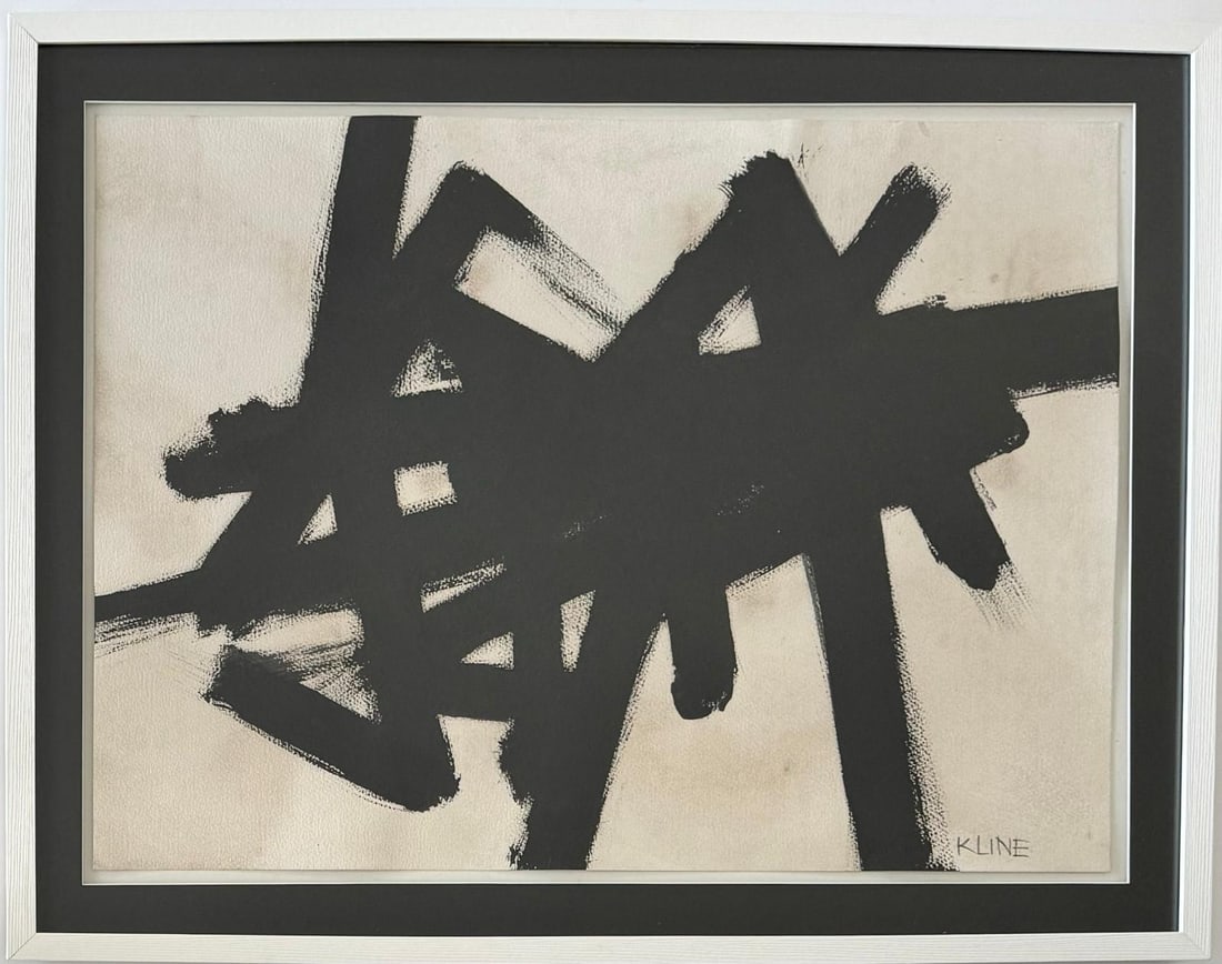 Franz Kline American Oil On Paper Painting In the style of Pollock. Rothko. de Kooning. Abstract Era (1 of 6)