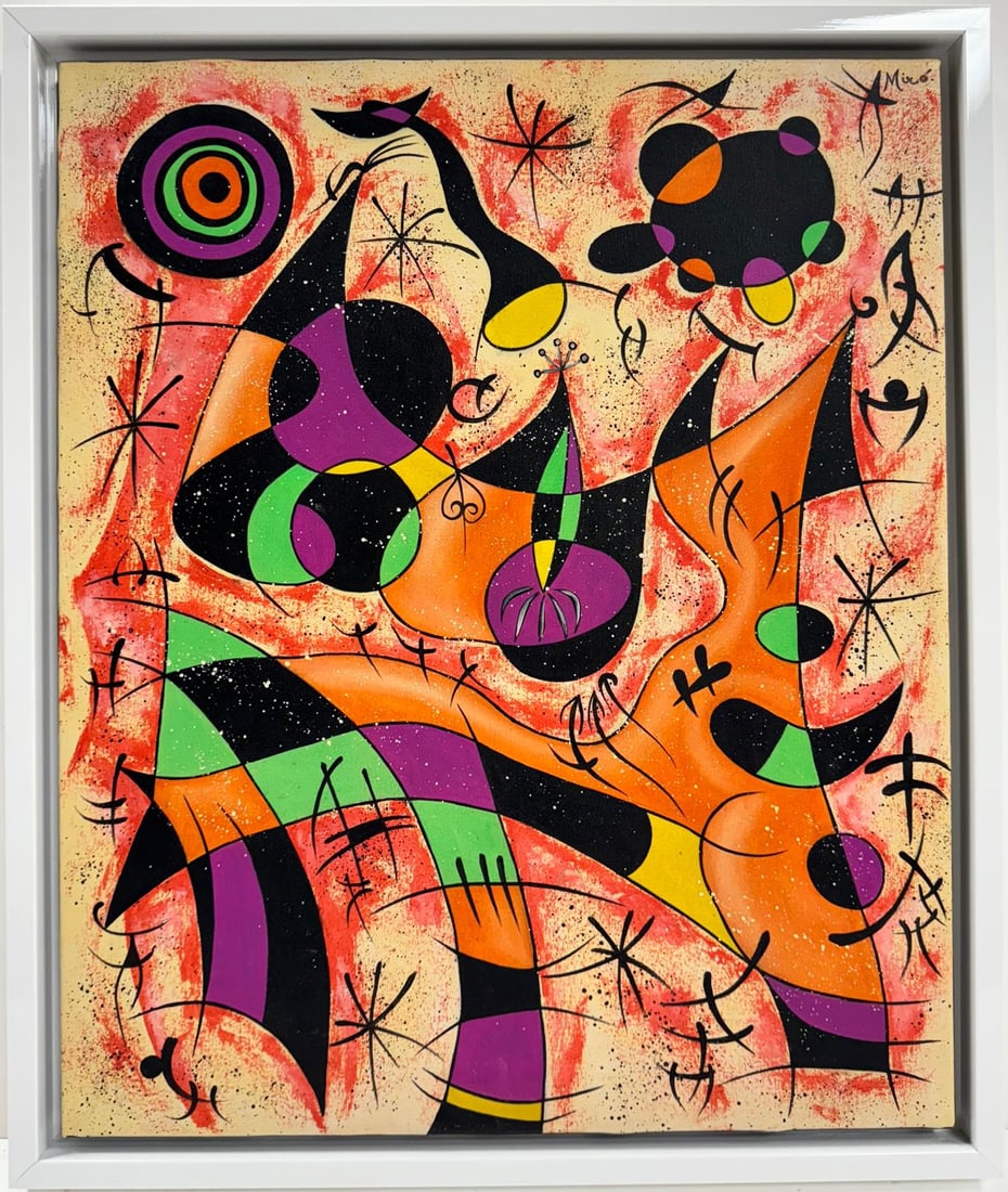 Joan Miro Spanish 1893 - 1983 Oil on Canvas in the style of. Dali Picasso Magritte Chagall Era (1 of 7)