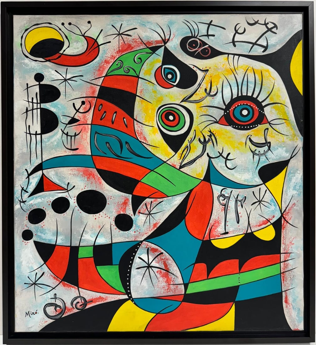 Joan Miro Spanish 1893 - 1983 Oil on Canvas in the style of. Dali Picasso Magritte Chagall Era (1 of 6)