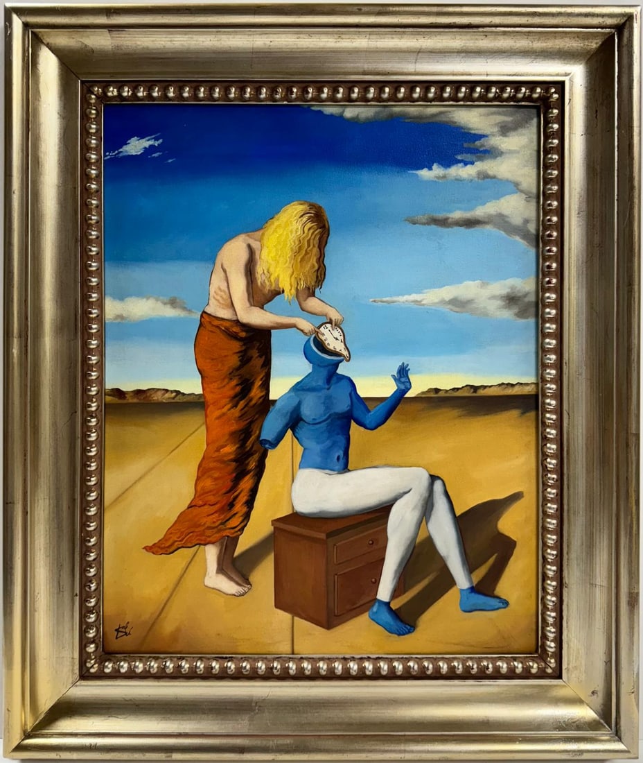 Salvador Dali Spanish 1904 - 1989 Oil on Canvas Painting in the style of. Magritte Ernst Picasso Era (1 of 7)