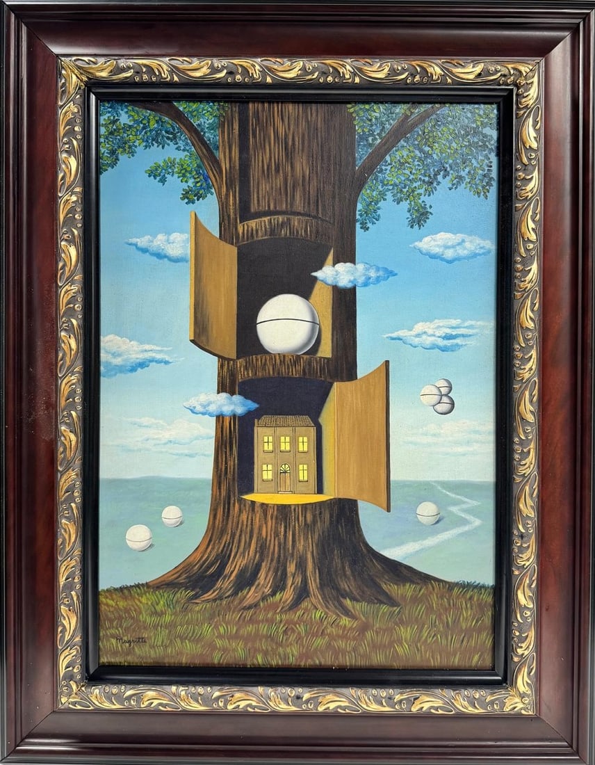 Rene Magritte Belgian 1898 - 1967 Untitled Oil on Canvas Painting In The Style of. Dali Picasso Era (1 of 8)