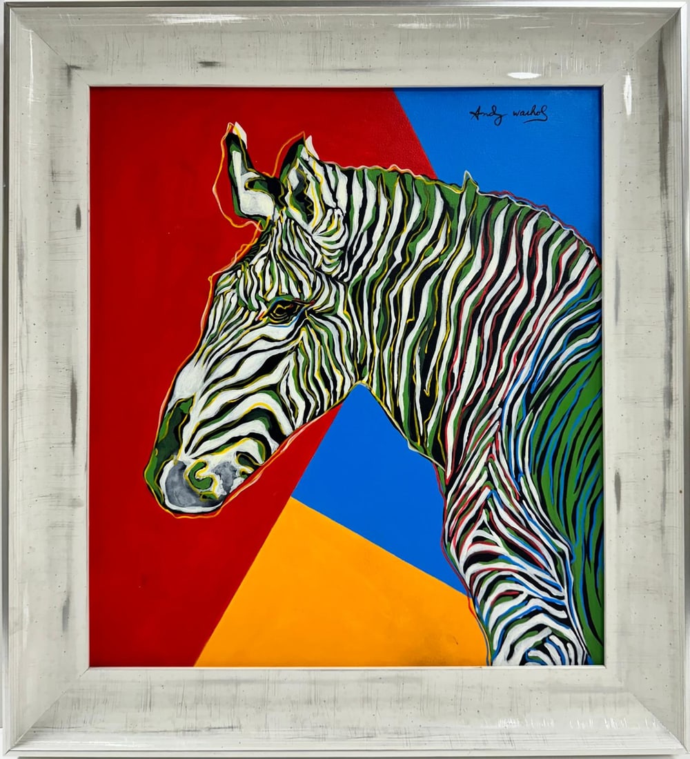 Andy Warhol American 1928-1987 Acrylic on Canvas painting. in the style of Basquiat Haring Era (1 of 6)