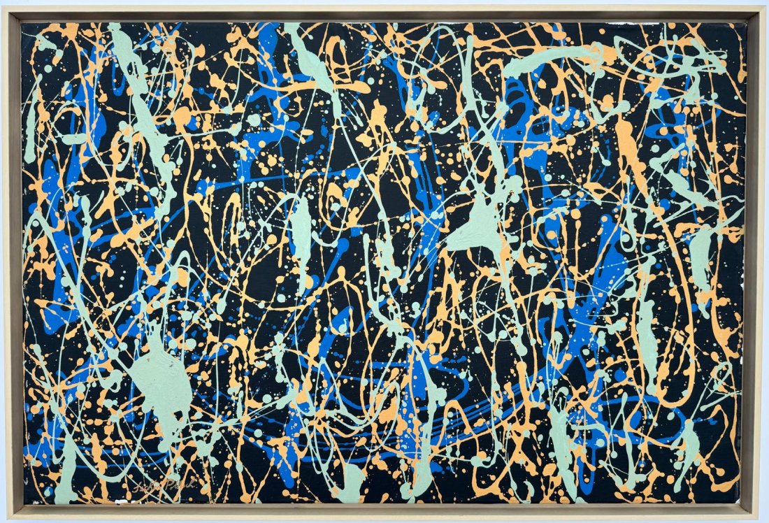 Jackson Pollock American Oil on canvas Painting in the style of. Kline de Kooning O'Keeffe. (1 of 7)