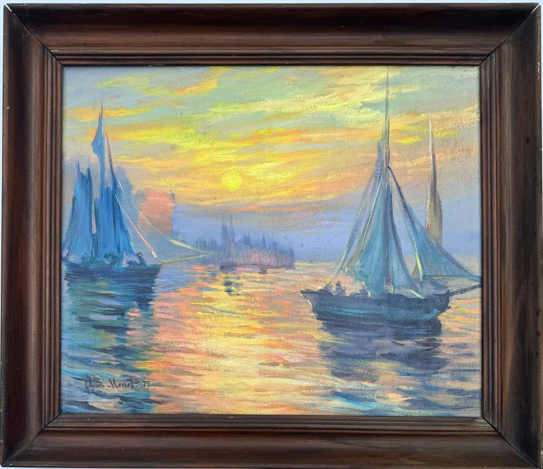 Claude Monet French 1840 - 1926 Oil on canvas Painting in the style of. Renoir Manet Pissarro Era. (1 of 9)